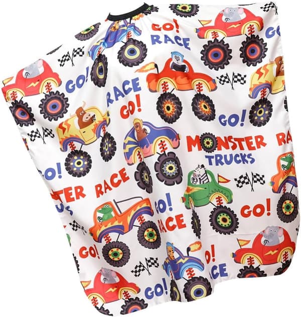 Barberkappe for barn - Bilprint Hårklippekappe - Forkle for hårklipp til barn