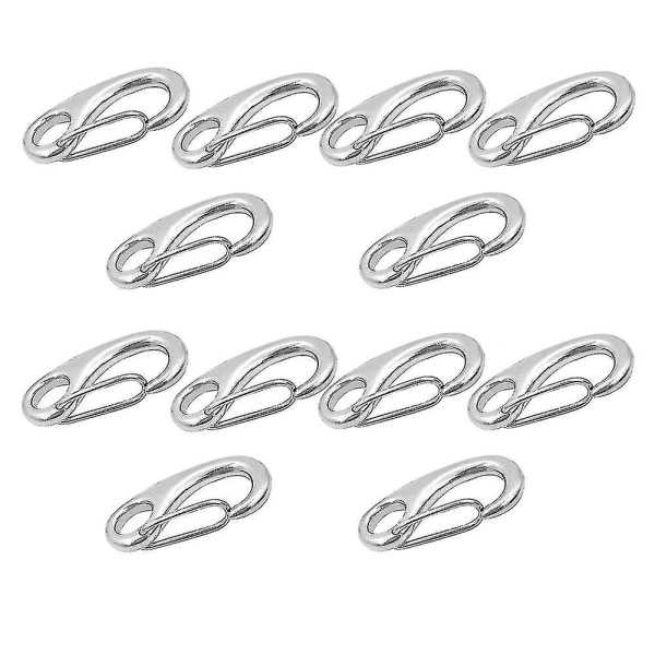10 stk. Ægformede Forårs-Snap-Hage Marine Rustfrit Stål Multifunktionel Vandreture Camping Bælte Karabiner