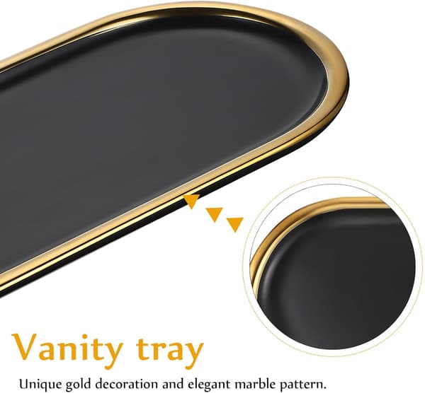 2 stk dekorativt brett, lysbrett, ovalformet marmor, elegant design, utvider brukbart rom
