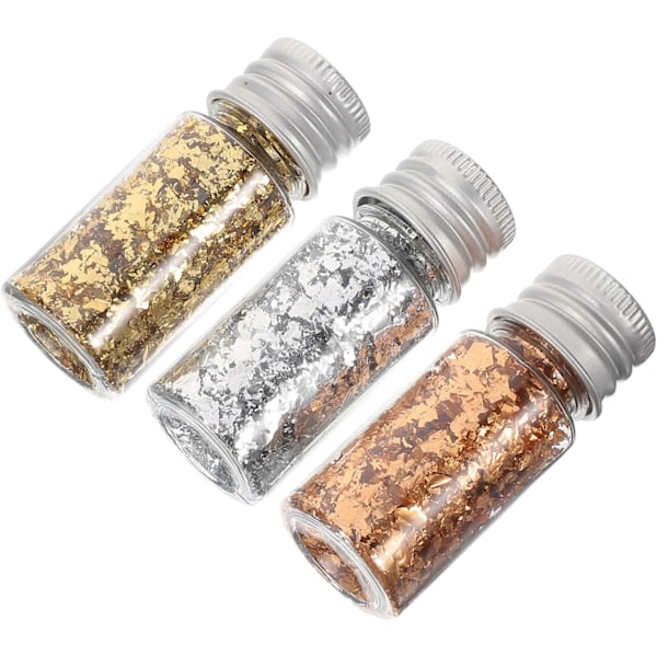 Guld Folie Dekorationer Kit Glitter för Naglar Guldflingor för Nagelkonst Set med Imitationsflingor