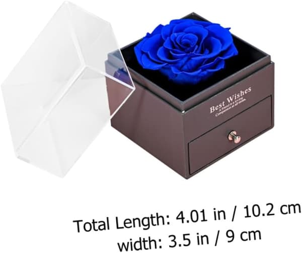 Evig Blomst Smykkeskrin med Konserveret Blå Rose og Rhinsten