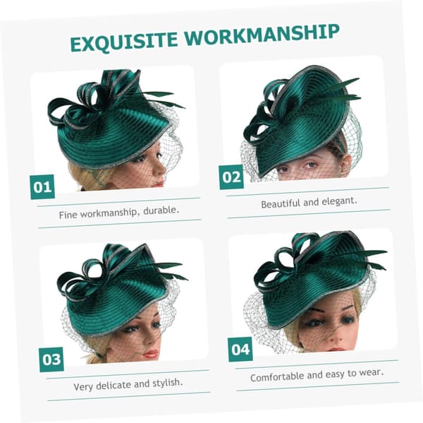 Grøn Hør Fascinator Hat Hårbånd til Kvinder, Te Selskab Pyntelig Hår Tilbehør