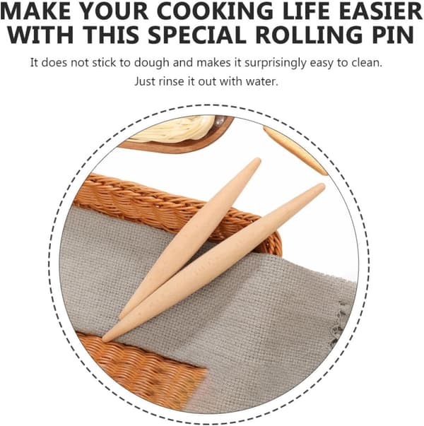 4 stk. kjevlesett i tre for deig- og pizzarulling, ergonomisk design i bøkemateriale