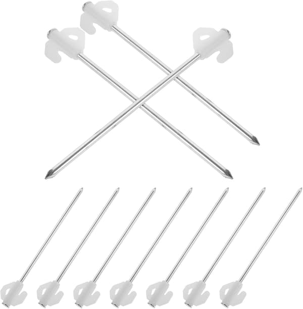 10 stk selvlysende teltplugger 20 cm hvite stålplugger