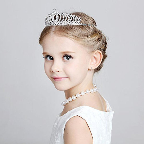Uutuus Prinsessan Tiara Kiiltävä Kristalli Strassit Lapsen Kruunu Syntymäpäivä Glitter Tiara Kammalla