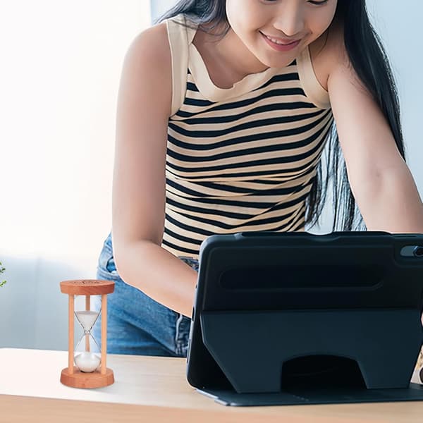 2 stk 5-minutters hvit sandtimer glass timeglass med treramme