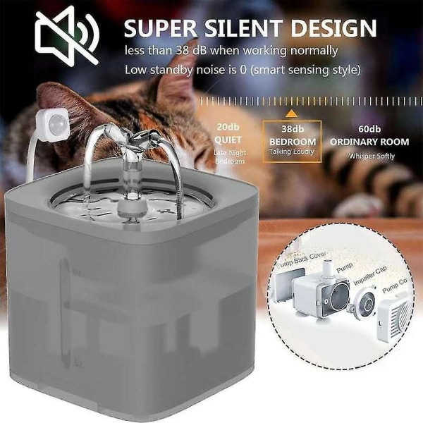 Automatisk Vannfontene for Katt med Kran Hundefontene Transparent