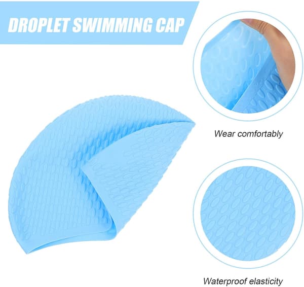 Vanntett svømmehette i stor størrelse i silikon med dråpedesign, elastisk unisex svømmehette