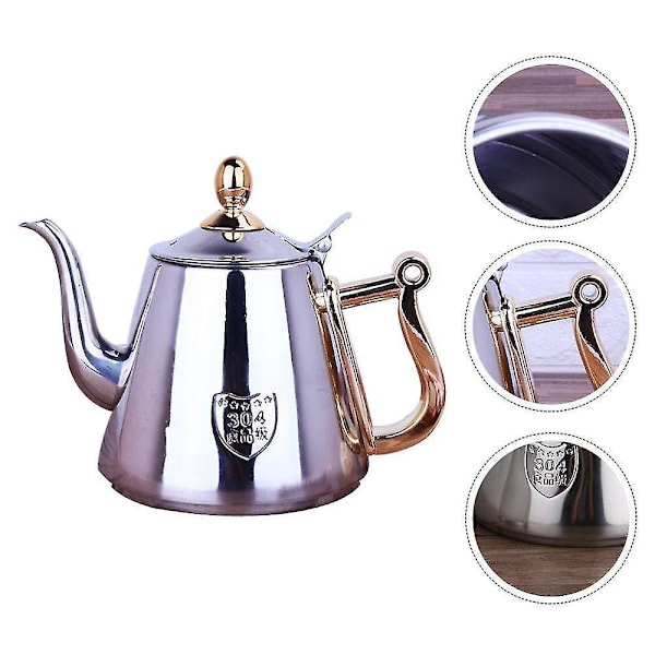 1,2 l induktionskomfursikker rustfri tekande med infuser
