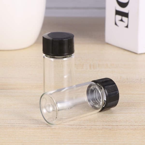 Högtransparens 5 ml glasflaskor med gängad kork, 20-pack förvaringsflaskor för labb