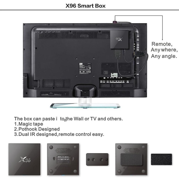 Ammattimainen X96 S905X 2G+16G neliydininen mediasoittolaite