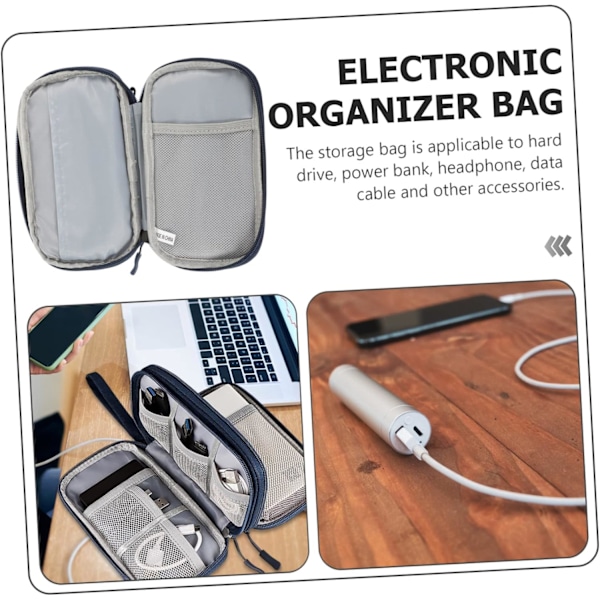 Reiseoppbevaringsveske Elektronisk Organizer Kompakt Kabelholder for Reiselader Powerbank Mørkeblå