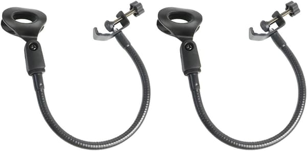 2 stk C-type klips mikrofonstativ Metall avtakbar design Fleksibel svanehalsrør Svart