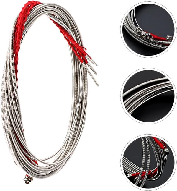 4-pack bassträngar i metall med små kuländar, 4-strängad elegant design, ersättningstillbehör