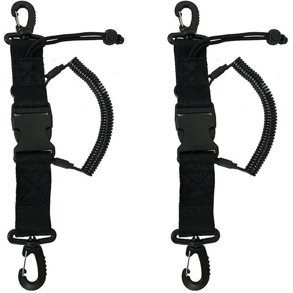 Dykkekrok, dykke lanyard tungt anti-tapt undervannsfjærspiral kamera stropp dykkeklips svart 1 stk
