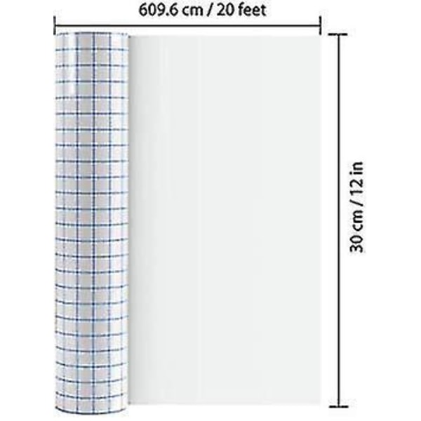 30x610cm Overføringsbånd Vinyl Klar Film Plotter Blå Rutenett