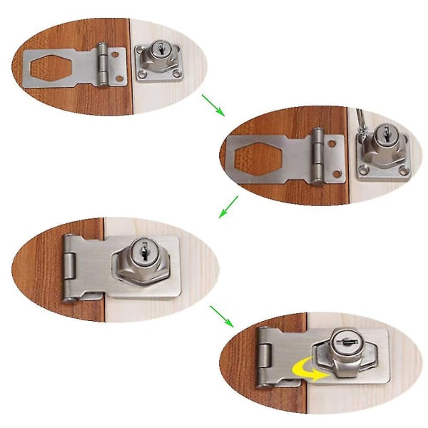 2 st rostfritt stål hänglås Nyckelhaspar för dörrar och skåp Låddörrar och lås med (2,5" och
