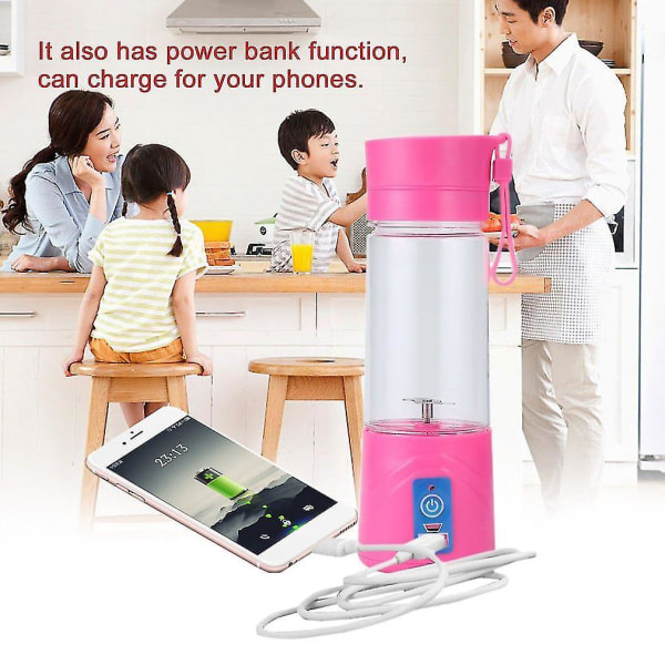 Bärbar 380ml USB Elektrisk Fruktjuiceblenderflaska