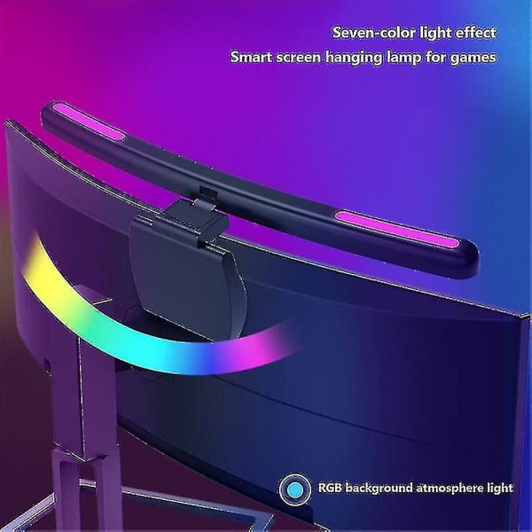 Bueget Skærmbøjlelampe med RGB-baggrundslys, trinløs dæmpning, PC-skærmbøjlelampe 30SFS With RGB