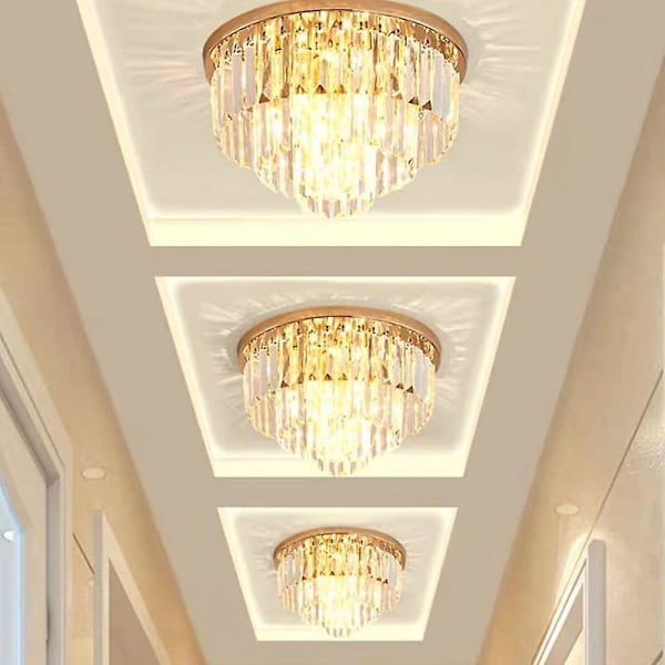 40cm Flush Mount Loftlampe Guld Krystal Metal Moderne