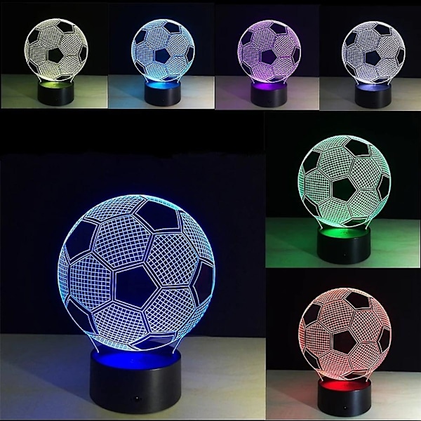 Fodbold Dekorationslys 3D Natlys Fjernbetjening Berøringsføler