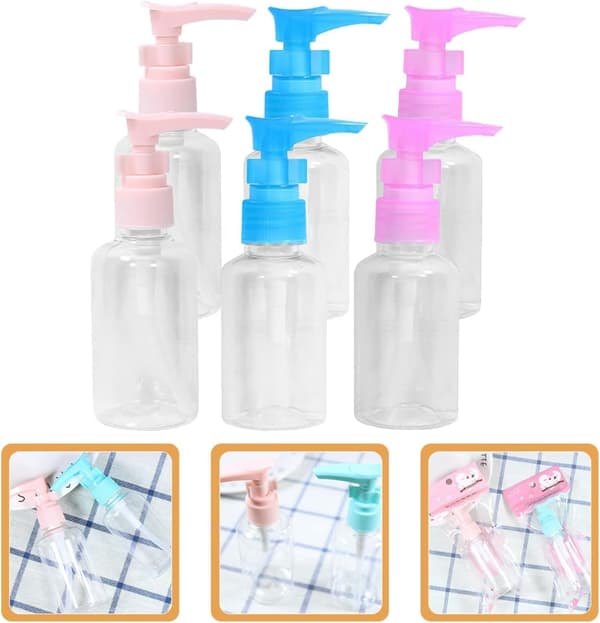 6 st plastpumpflaskor 50 ml påfyllningsbara schampoflaskor med pump