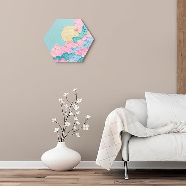 Hexagon Svart Sträckt Linne Canvas Panel 30cm Diagonal Oljemålningsbräda