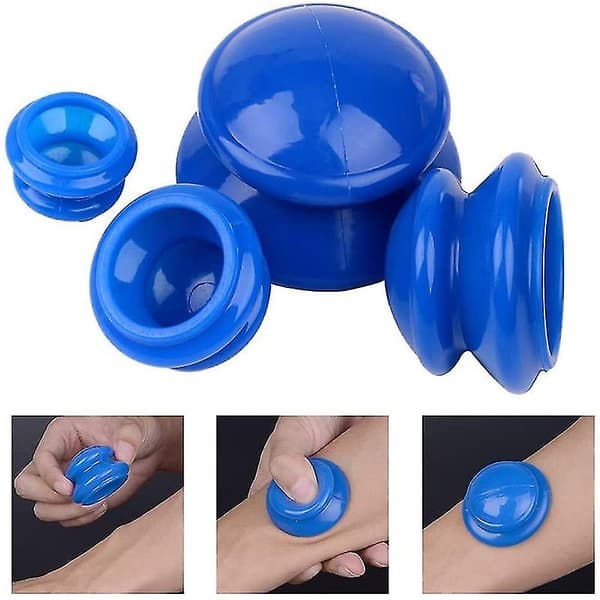 4-pack Vakuum Silikon Koppar Hälsosam Massage Koppar Kit (blå)
