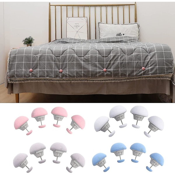 Pussilakanojen kiinnitysklipsit, 4 pussilakanan cover , pyöreät sienenmuotoiset kiinnitysklipsit, makuuhuoneen peiton kiinnitysnastat