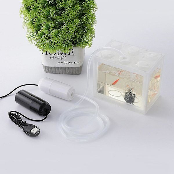 Mini Akvarium Luftpumpe USB Lydløs Bærbar