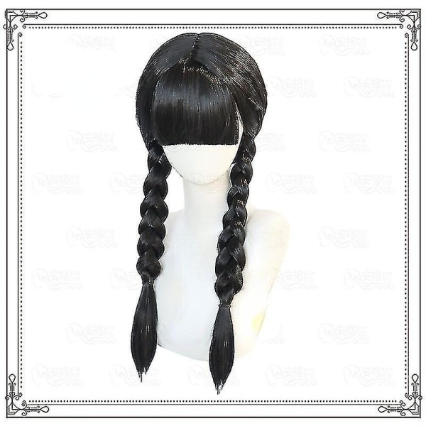 Addams Family Wednesday Kostyme - Nevermore College Skjørtantrekk for Jenter Kids 120cm Wig 2