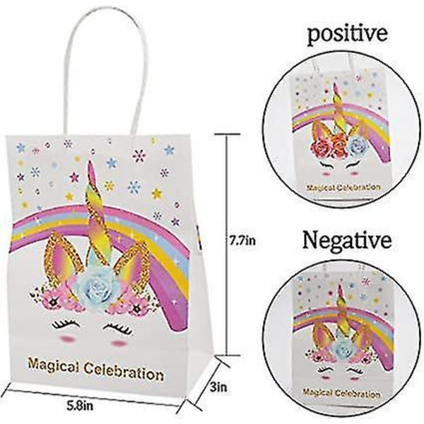 10 st Unicorn Presentpåsar Kraftpapper Återanvändbara Godispåsar