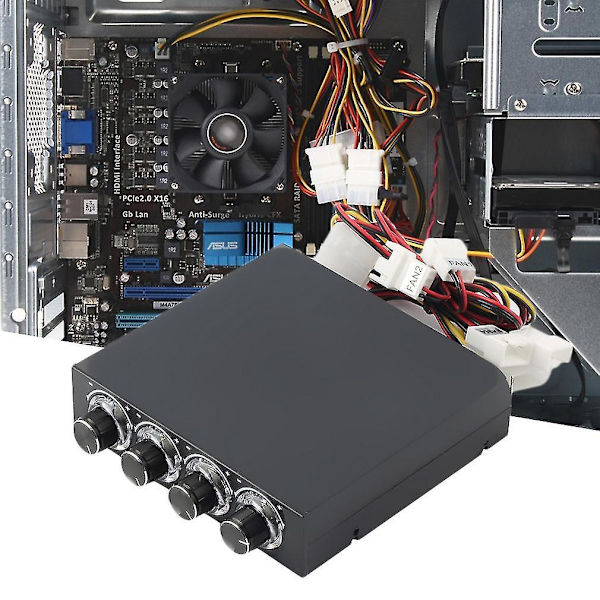 3,5 tommer PC HDD CPU 4-kanals blæserhastighedsregulator LED-panel