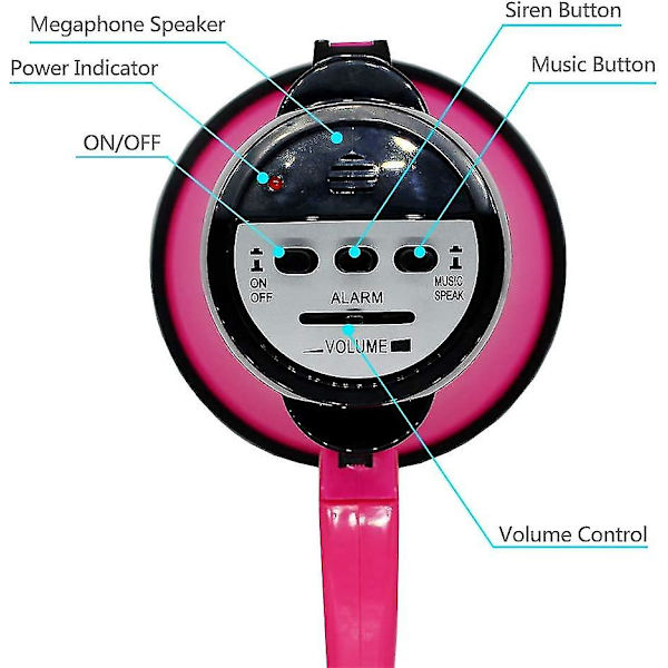 Bärbar Megafon Bullhorn 30 Watt Effekt Med Inbyggd Musik - Justerbar Volym