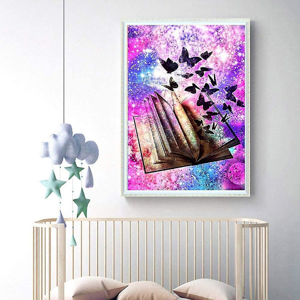 Diamantmaleri Fuld Rhinestones Farverige Stjernehimmel Sommerfugle Magic Book DIY