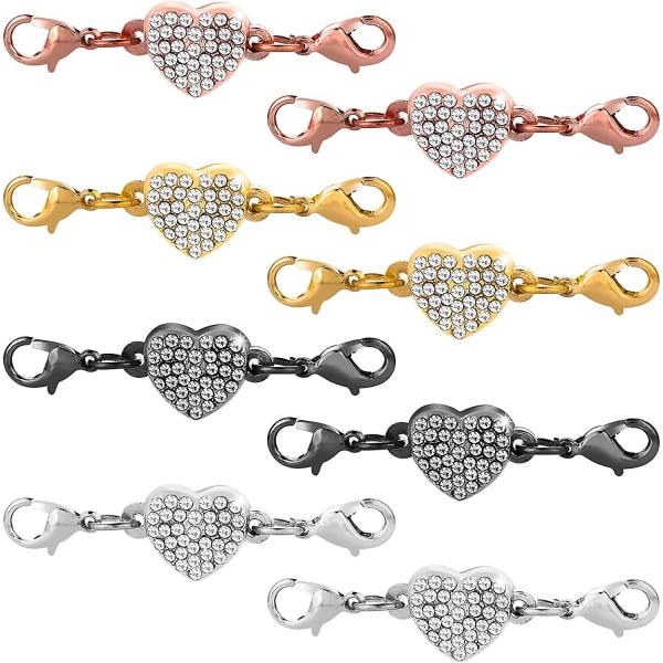 8 stykker glitrende låsende smykkelås, halskædelås