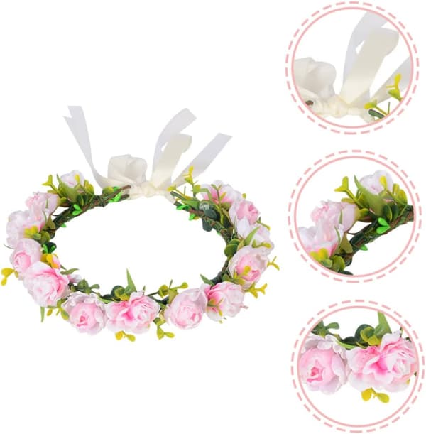 Bryllupskrans for brud, blomsterkrone, kunstige kronblader, boho-blomsterkrans for bryllupshodeplagg