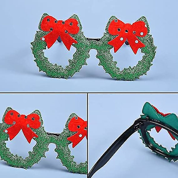 9 stk. Julefestbriller Nyhed Glitter Glasramme