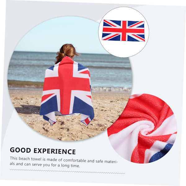 Britisk Strandhåndklæde Union Jack Stort Kronings Visestykke Hurtigtørrende Voksen Svømmehåndklæde