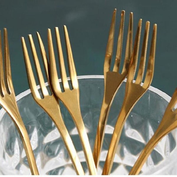 6 stk Rustfritt Stål Bestikk Fruktgaffel Servise Blad