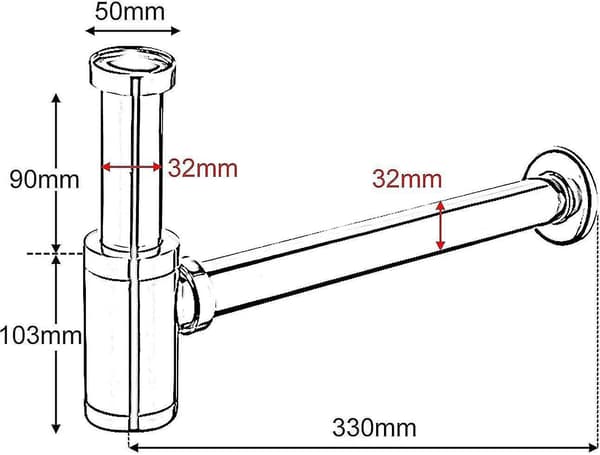 Siphon 1 1/4\" 32mm Rostfritt Stål Luktfälla Justerbar