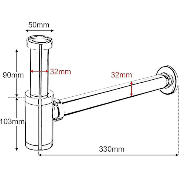 Siphon 1 1/4\" 32mm Rustfri Stål Lugtfælde Justerbar