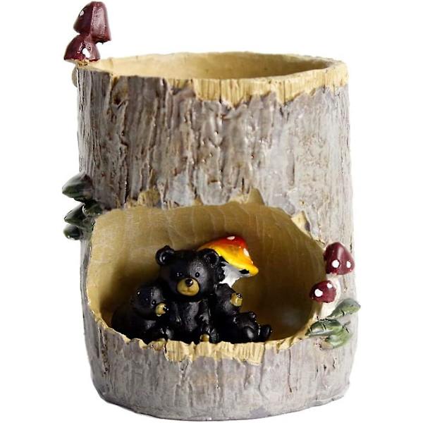 Sukkulente Plantepotter, Blomsterpotter, Bonsaipotter Med Søte Dyr For Kontor, Balkong Og Hage, Svart