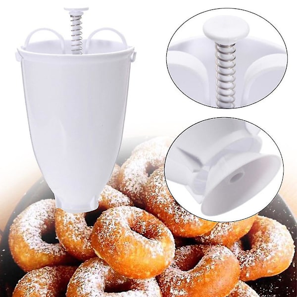 Plastdonutmaker, maskinform for DIY-verktøy, kjøkkenutstyr for bakverk, hvitt