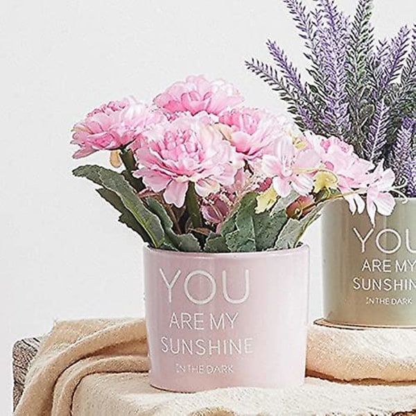Konstgjord Lavendel med Keramisk Blomkruka, Små Krukväxter, Lämplig för Kontor