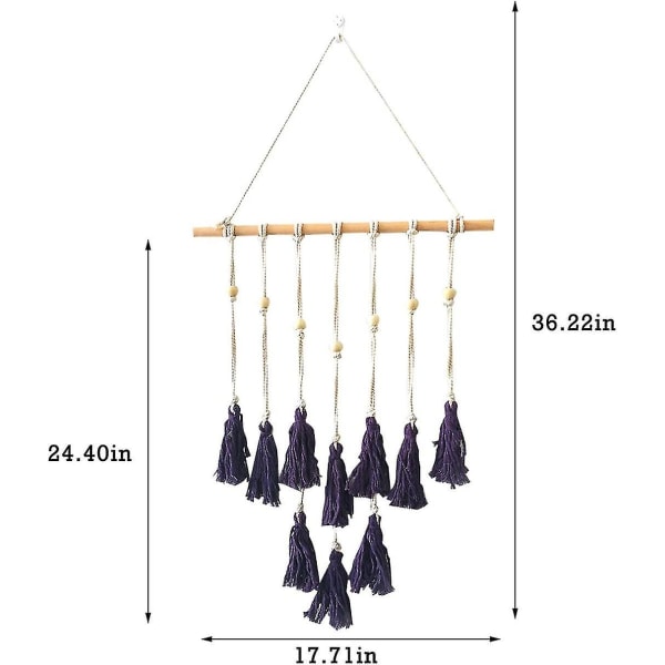 Macrame Väggbonad, Vävd Retro Bonad Konst Rumsdekoration Med Kedjor För Vacker Lägenhet (lila)(1st)