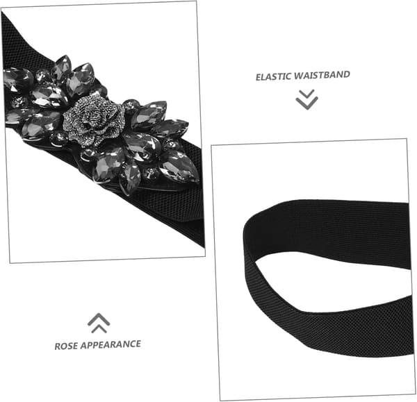 Elegant Rhinestone Bred Elastisk Taljebælte til Kvinder Strækbart Sort Korset Taljeformer