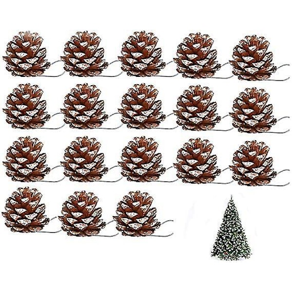 18 stk. snødekte furukongler til julepynt