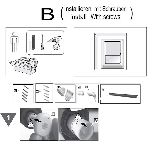 25mm Rulleblindbeslag, Erstatningssett for Rulleblinds, Komplette Erstatningsdeler