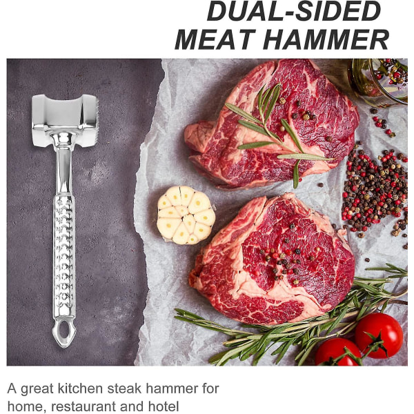 Meat Derizer Ruostumattomasta teräksestä Hammer Mallet Tool Kaksipiikkäpuolinen Pehmennysaine Pehmennyspihvi naudan kanan lampaan ja jauhelihan mureuttamiseen (si